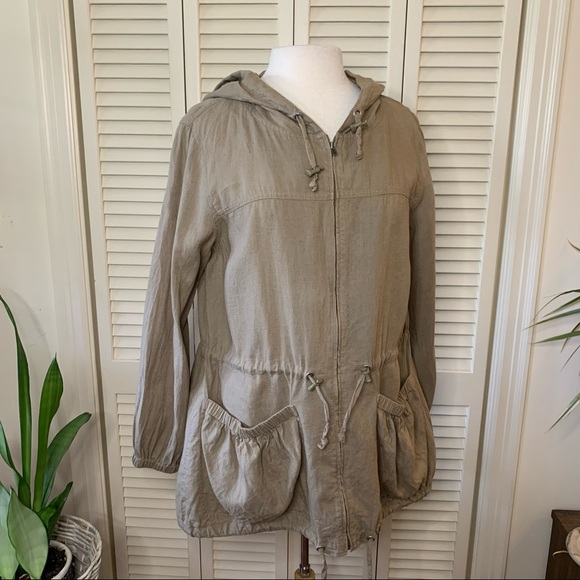 Eileen Fisher linen hooded anorak style jacket - Picture 6 of 12